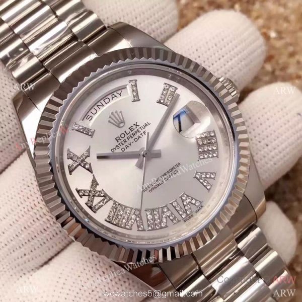 AAA Quality Replica Rolex Presidential Day-Date 40MM Watch MingZhu Movement Fluted Bezel Roman Face 3