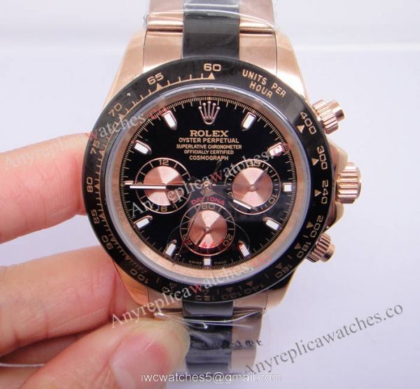 Replica Rolex Daytona Rose Gold Case Black Face Watch for Perfect Gift 3