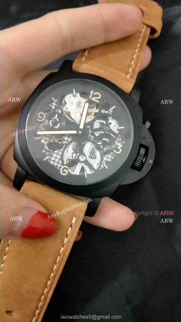 Panerai Radiomir Tourbillon GMT Skeleton PAM348 Watch Black Case Best Copy 3