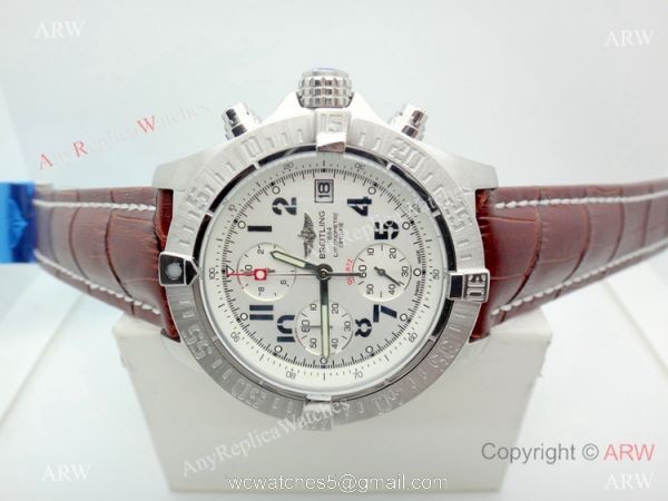 Replica Breitling Super Avenger II White Dial Brown Leather Band Watch 3