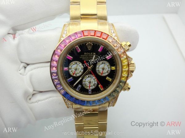 Rolex Rainbow Replica Watch 40mm Yellow Gold Automatic Movement 3