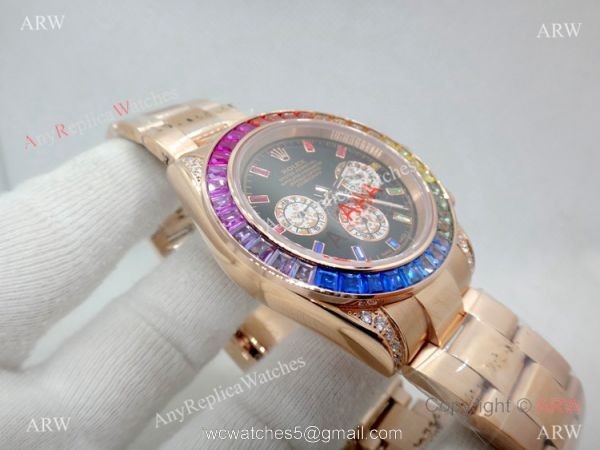 Newest Rolex Daytona Rainbow 40mm watch Rose Gold Automatic Movement 3