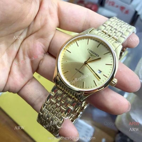 Swiss Replica Longines 39mm Watch All Gold Sapphire crystal 3