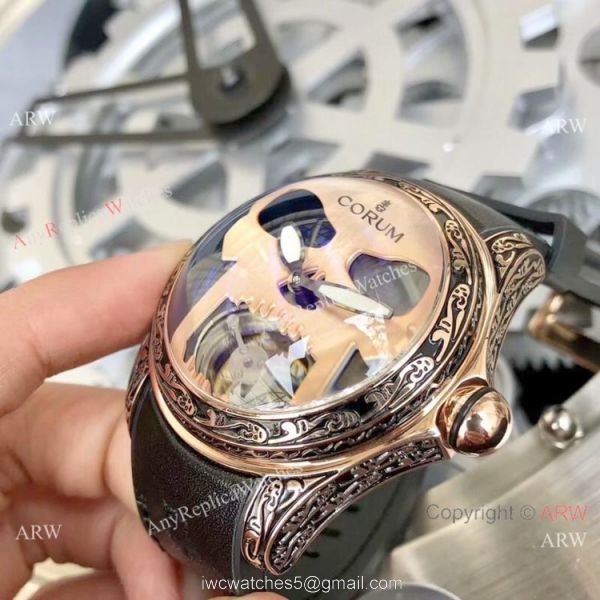 Corum Bubble 47 Flying Tourbillon Rose Gold Tattoo Wristwatch Replica Corum Watches 3