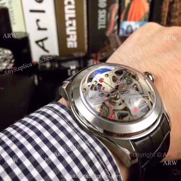 Buy Replica Corum Skeleton Bubble Squelette Silver Dial Watch 45mm 3