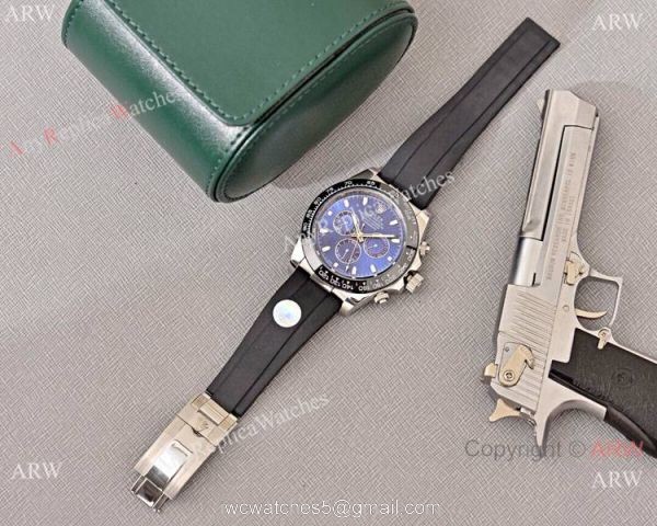 Best Quality Rolex Daytona Blue Dial Replica Watch Rolex Daytona Rubber Strap 3
