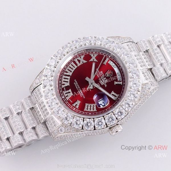 Rolex Day Date Green Dial Ice Watch Rolex Diamond Bezel Replica Watch 3