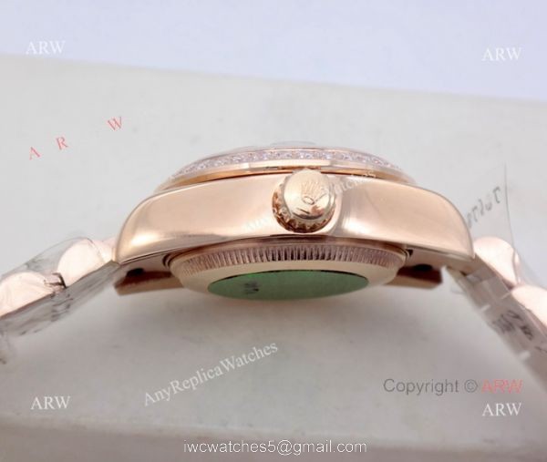 Replica Rolex Diamond Bezel Datejust Rose Gold President Watch 26mm Ladies Replica Rolex 3