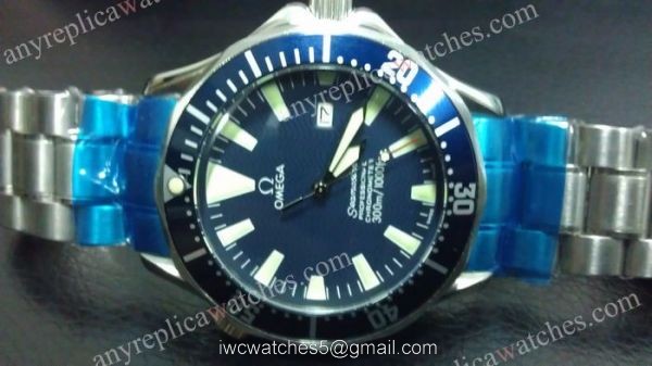Seamaster Omega James Bond Watch Replica SS Blue Face Automatic Mens Watch 3