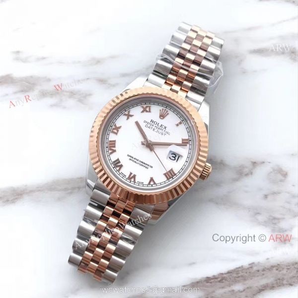 (EW) Replica Rolex Datejust 2 White Roman Dial 2-Tone Rose gold Watch ETA3255 3