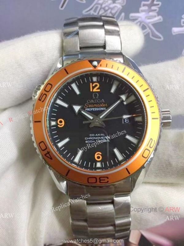 Low Prcie Omega Watch Replica Seamaster with Black Orange Bezel 3