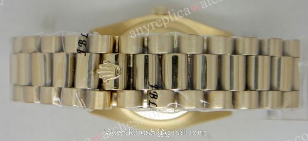 Rolex Datejust Replica Watch Gold Presidential Band Diamond Bezel Black Face 3