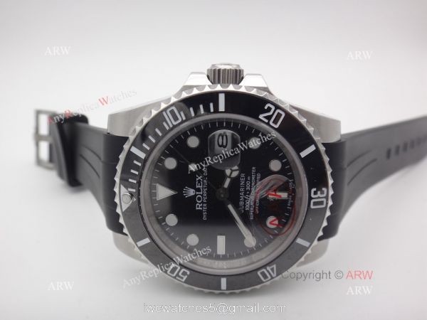 Rolex Submariner Black Ceramic / Black Rubber Strap Watch 3