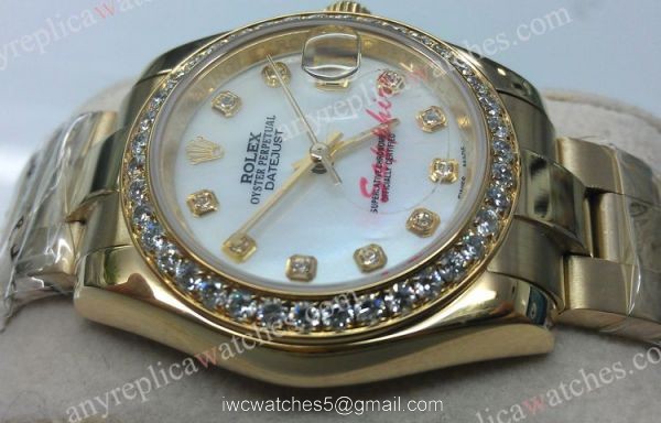 Lady Rolex Datejust Yellow Gold Watch Diamond Bezel 31mm 3
