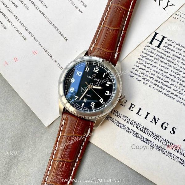 Vintage Style Breitling Premier Automatic Watch Black Dial 3
