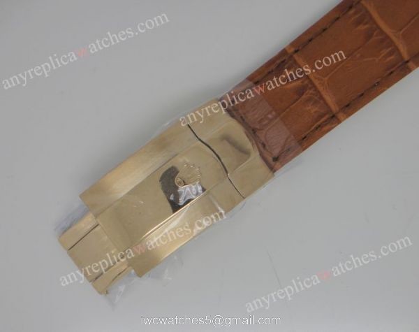 Copy Rolex Datejust Watch Black Face Brown Leather 3