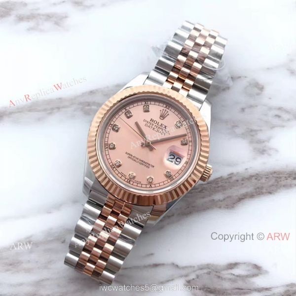 (EW) Swiss Diamond Rolex Replica Watch 2 Tone Rose Gold Rolex Datejust II ETA3255 3