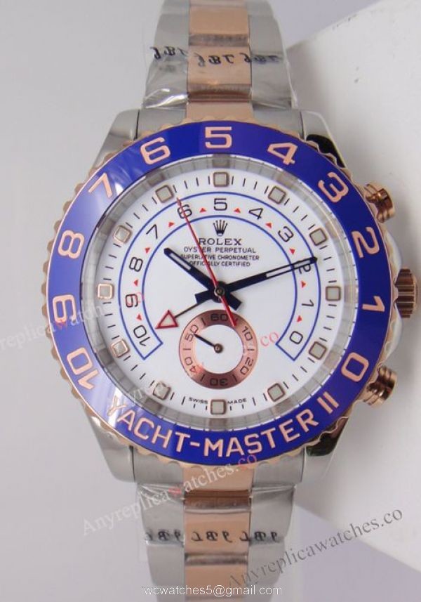 2-Tone Rose Gold Rolex Yacht-Master II Watch Blue Ceramic w/ Countdown Function 3