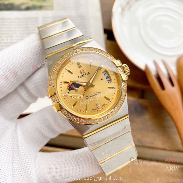 Copy Omega Constellation Moonphase Watch Stainless Steel 39mm 3