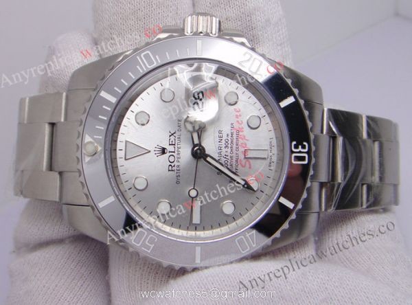 High Quality Replica Special Rolex Submariner Silver Dial / White Ceramic Bezel Men Watch 3