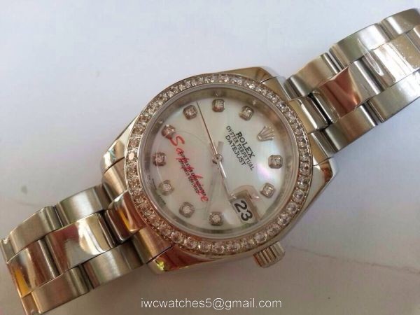 Replica Rolex Presidential Diamond Datejust Watch Stainless steel White MOP Dial 31mm 3