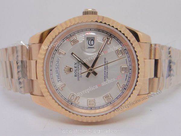 Yellow Gold White Arabic Face Day-Date II Watch 41mm Rolex President Replica 3