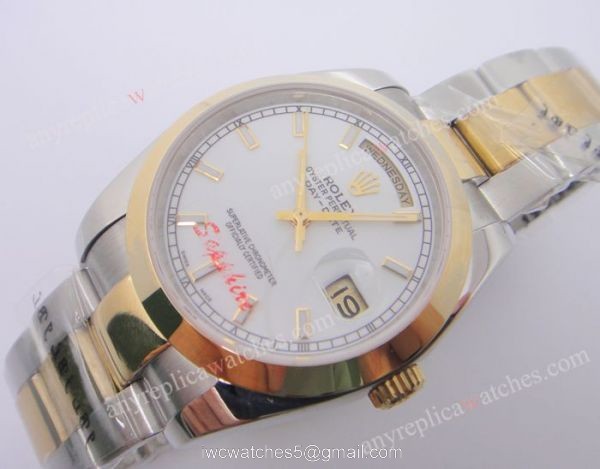 Buy AAA Grade Replica Rolex Day-Date II 2-Tone White Men Watch 3