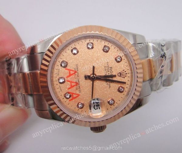 Rolex Datejust 2-Tone Rolex Couple Watches Rose Gold Face 36mm 3