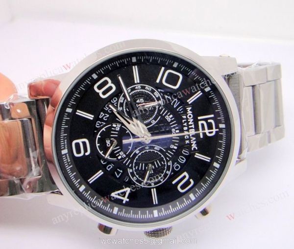 Clone Montblanc Flyback SS Black Face Chronograph Watch 3