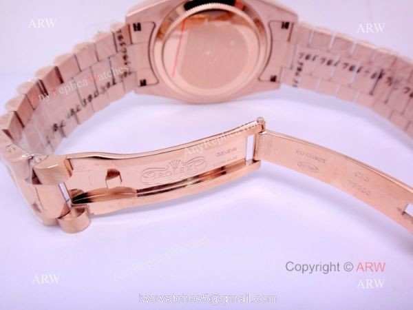 New Replica Rolex Day Date Rose Gold Roman Markers Watch 40mm 3