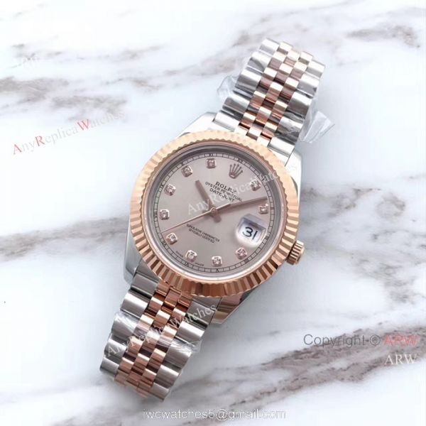 (EW) Replica Rolex Datejust 2 Diamond Rolex Replica Watch 2-T Rose Gold Gray Face 3