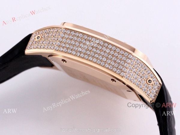 Knockoff Cartier Santos Chronograph Watch Rose Gold Diamond 45mm 3