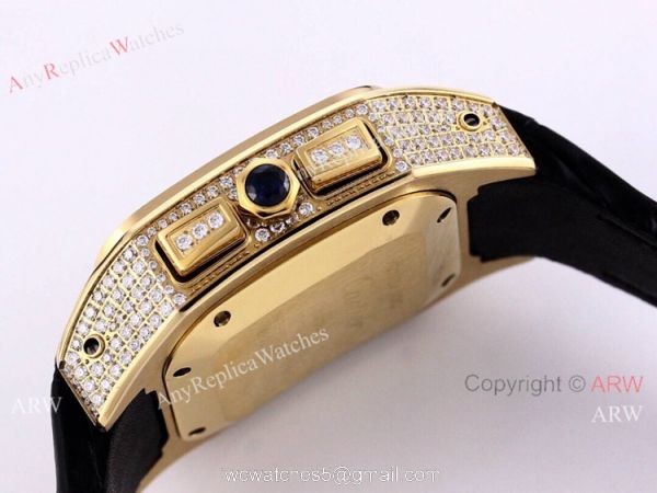 Knockoff Cartier Santos De Chronograph Iced Out Watch 45mm Men 3