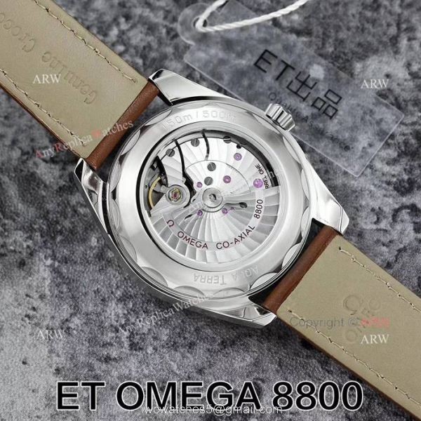 Replica Omega Seamaster Swiss ETA 8800 Movement Superluminova Leather Band Watch 3