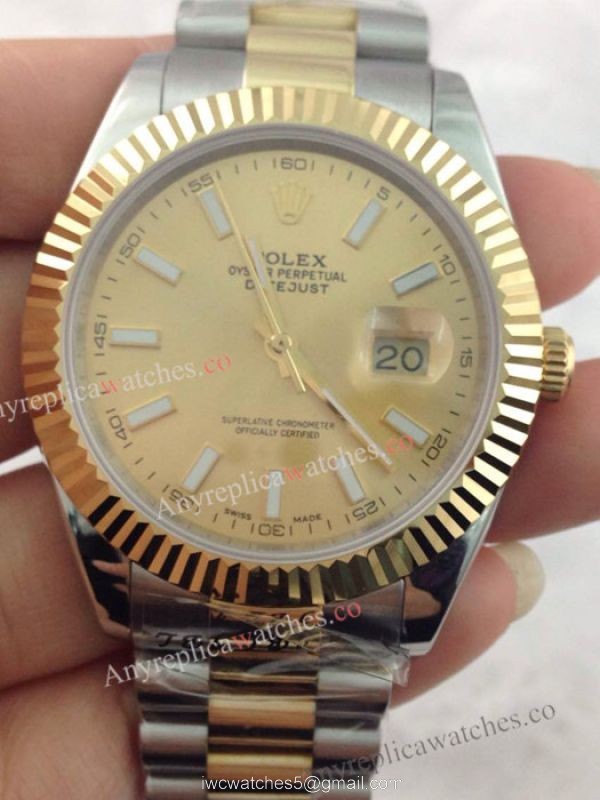 Rolex Datejust II 2-Tone Gold Face Watch 41mm Rolex President Replica 3