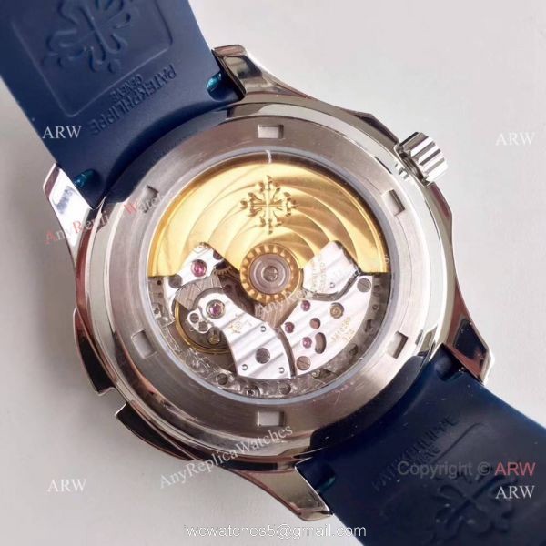 Replica Swiss Patek Philippe Travel Time Watch SS Blue Rubber Strap 3