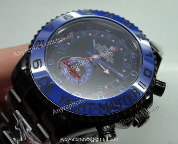 All Black Rolex Yachtmaster II Black Dial Blue Ceramic 44mm Replica watch 3