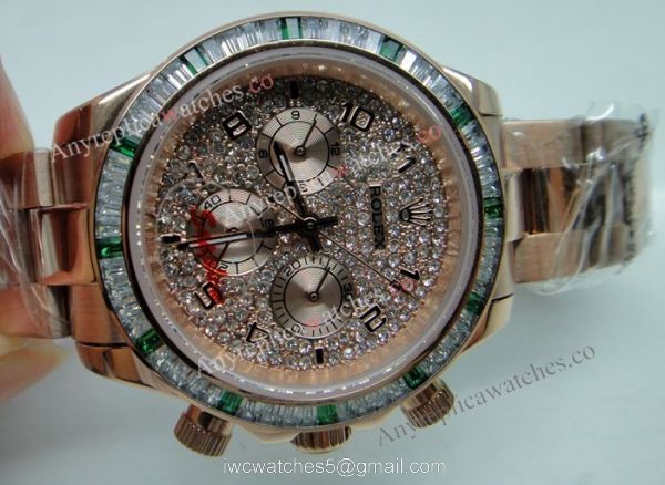 Rolex Daytona Rose Gold Watch Fake Rolex with Diamond Bezel 40mm Watch 3