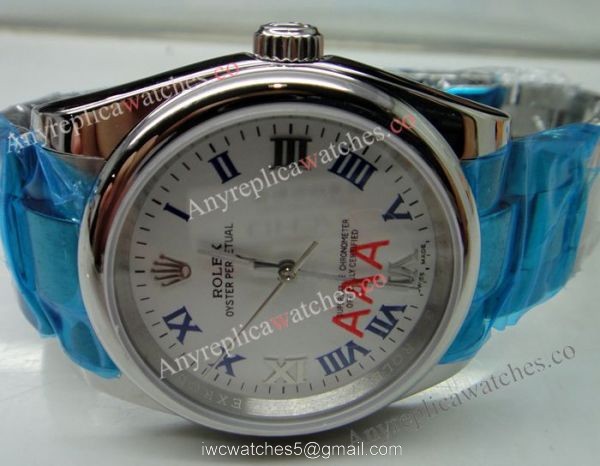 Replica Rolex Oyster Perpetual Explorer White Blue Roman Face Watch 3