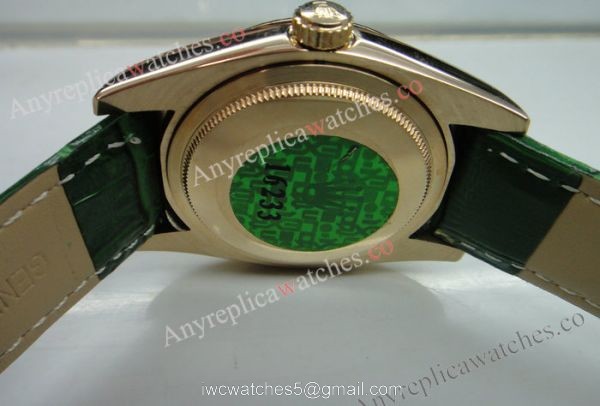 Rose Gold Green Face Rolex Replica Day Date Watch 36mm 3
