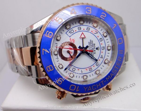 Rolex Yacht-Master II Replica: 2-Tone Rose Gold Blue Ceramic Bezel 44mm 3