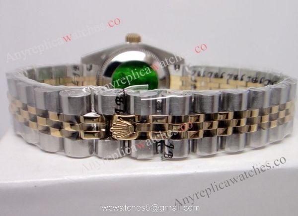 Copy Rolex Datejust Watch 2-Tone Jubilee Red Diamond Markers for Women 3