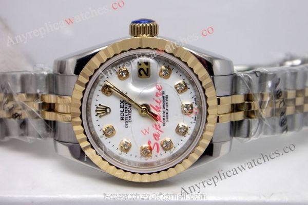 Best Replica Rolex Datejust Gold White Face Watch White Face Ladies Watch 3