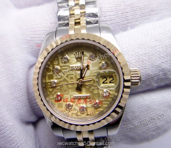 Replica Rolex Lady Datejust Watch 2-Tone Gold Micro Face 26mm 3