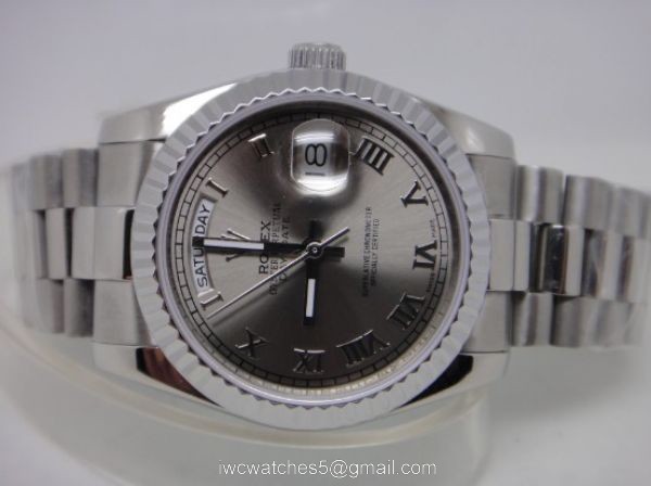 Rolex Day-Date Polished Stainless Steel Silver Dial Mens Replica Watches 3
