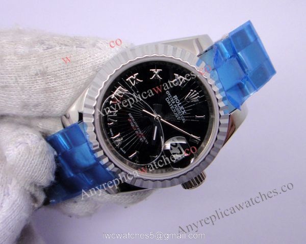 Replica Rolex Datejust Men Watch SS Black Sunburst Dial 3