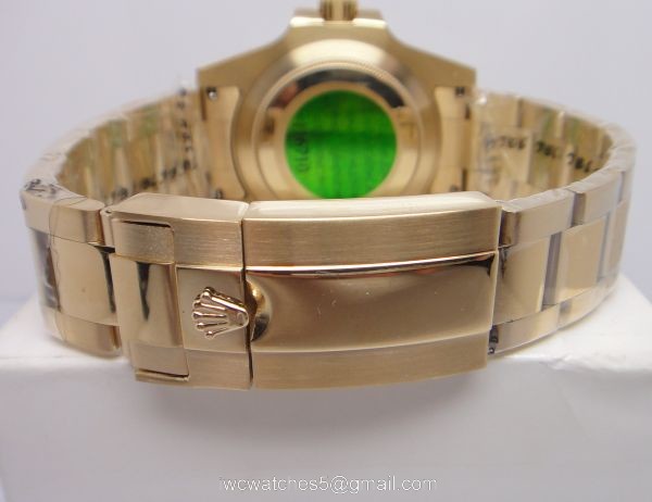 Replica Yellow Gold Rolex GMT-MASTER II Watch SS Green Face 3