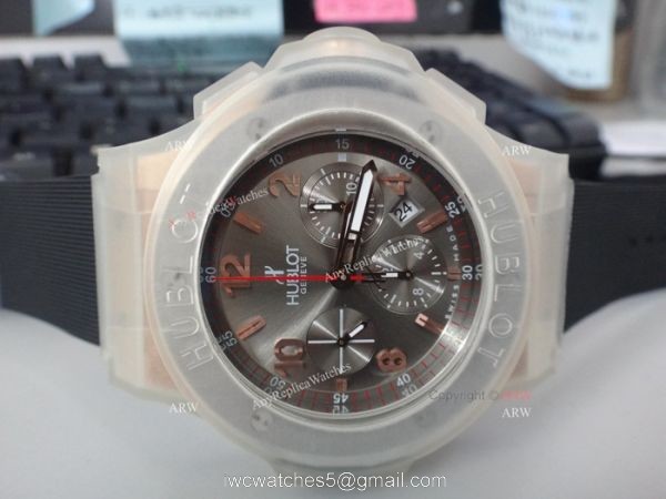 Swiss Grade 7750 Hublot Big Bang Cappuccino Rose Gold Grey Dial Replica Watches 3