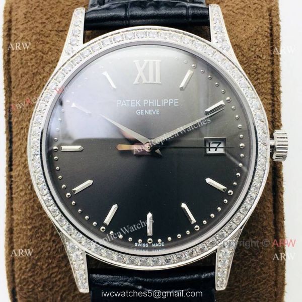Super Clone Patek Philippe Calatrava PFF V2 Cal 9015 Watch Diamond Bezel Rhodium Dial 3