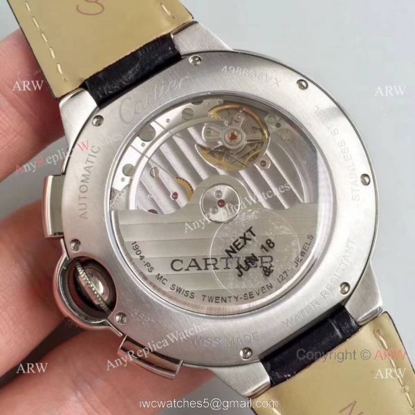 Swiss Replica Cartier Chronograph White Dial Watch 44mm 3
